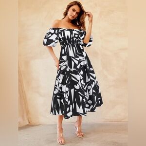 Tropical Hideaway Maxi Floral Off The Shoulder Dress